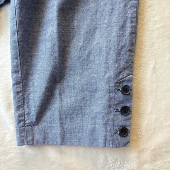 Talbots Pants Women Sz 10 Curvy‎ Blue Chambray The Perfect Crop Career Cropped - Picture 7 of 11